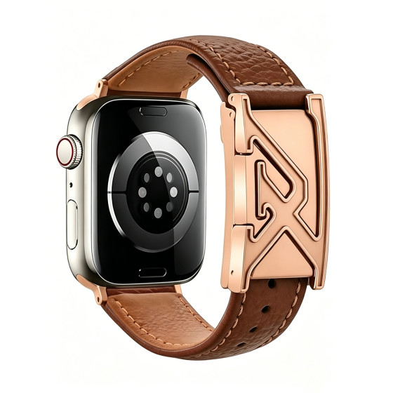 Smartwatch оснащен магнитными кожаными ремнями,荔枝纹质感真 straps, высококлассными дизайнерскими ремнями стиля, и розового золота выгравированные буквенные пряжки.