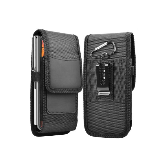Multi-Pocket Nylon Cell Phone Belt Case with Card & Pen Slots, Belt Loop Phone Holder