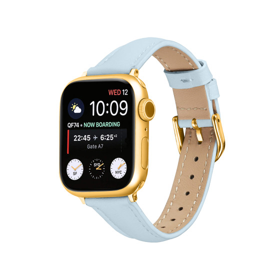 Glealx Leather Band for Apple Watch, Full-Grain Cowhide Strap with Pin Buckle