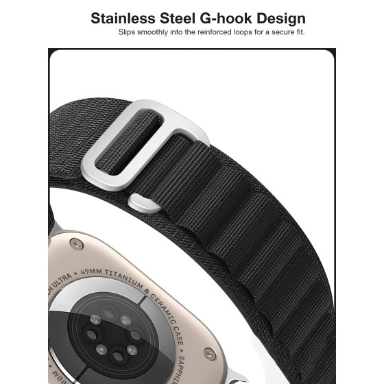 Glealx Alpine Loop Nylon Band for Apple Watch Ultra, Rugged Tactical Strap with Metal G-Hook Buckle
