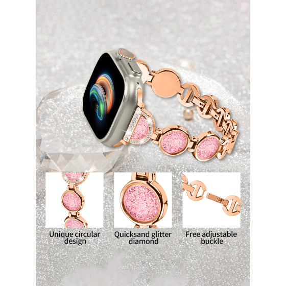 Glealx Apple Watch Quicksand woven Pearl bracelet strap