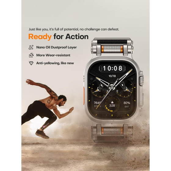 Силиконовая лента премиум-класса для Apple Watch Ultra, прочная тактическая конструкция с титановыми соединениями